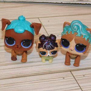 3 MGA Entertainment Li'l Outrageous Littles LOL Surprise Dolls PETS *